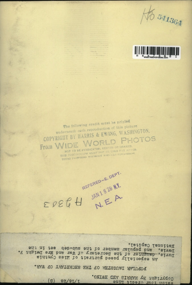 1928 Press Photo Cynthia Davis portrait, daughter Secretary of War Dwight Davis