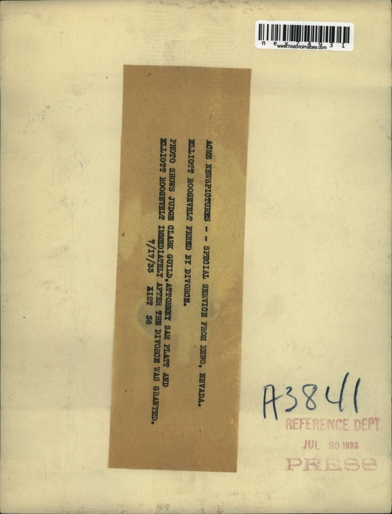 1933 Press Photo Elliot Roosevelt, Son of President, Attorney Sam Platt