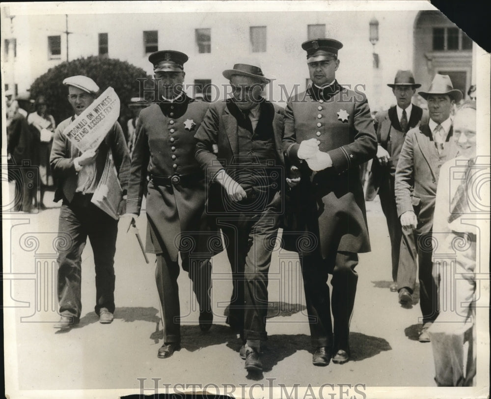 1930 Press Photo John MacDonald, Charles Pierson in custody in SF Calif
