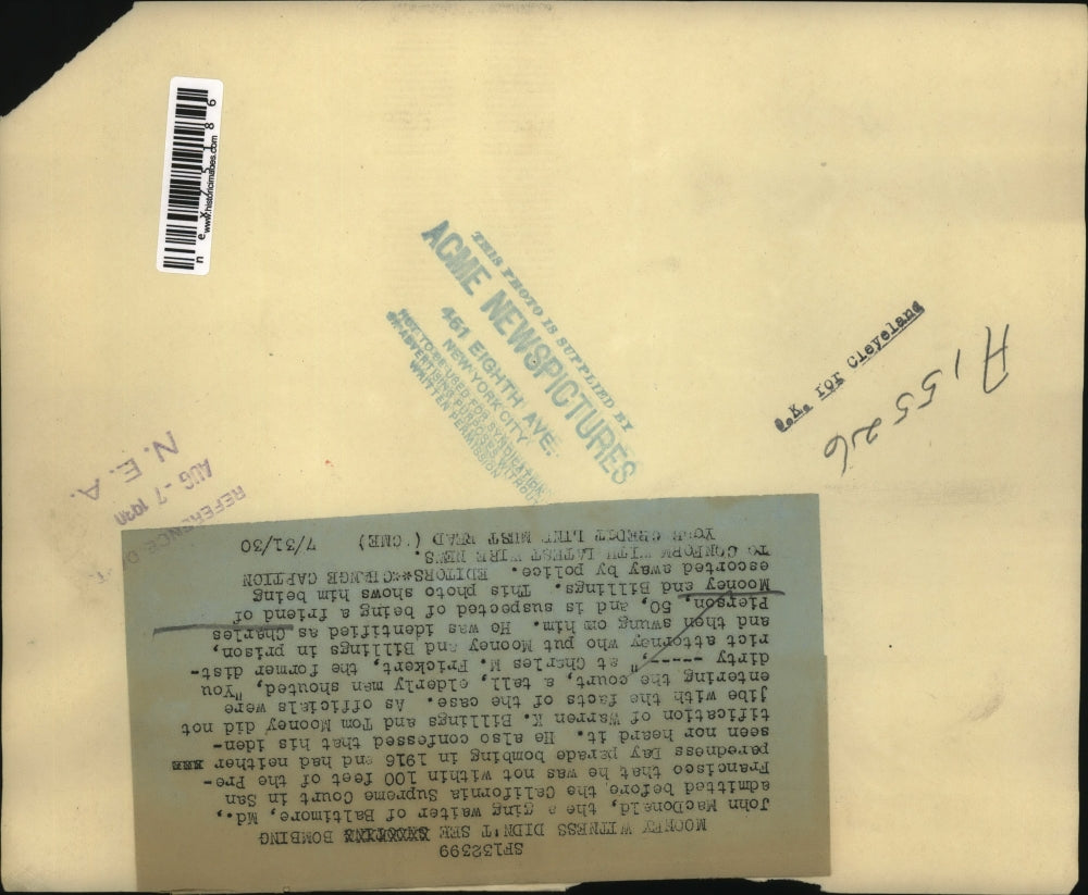 1930 Press Photo John MacDonald, Charles Pierson in custody in SF Calif