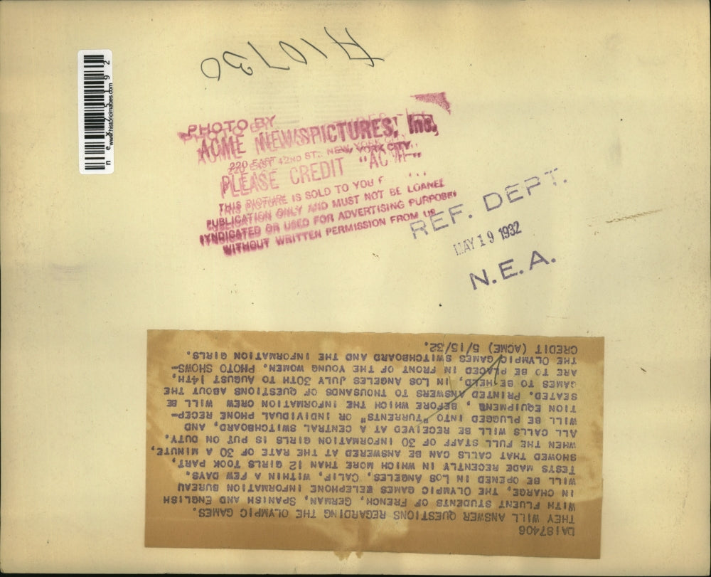 1932 Press Photo Olympic Games Switchboard Employees In Los Angeles