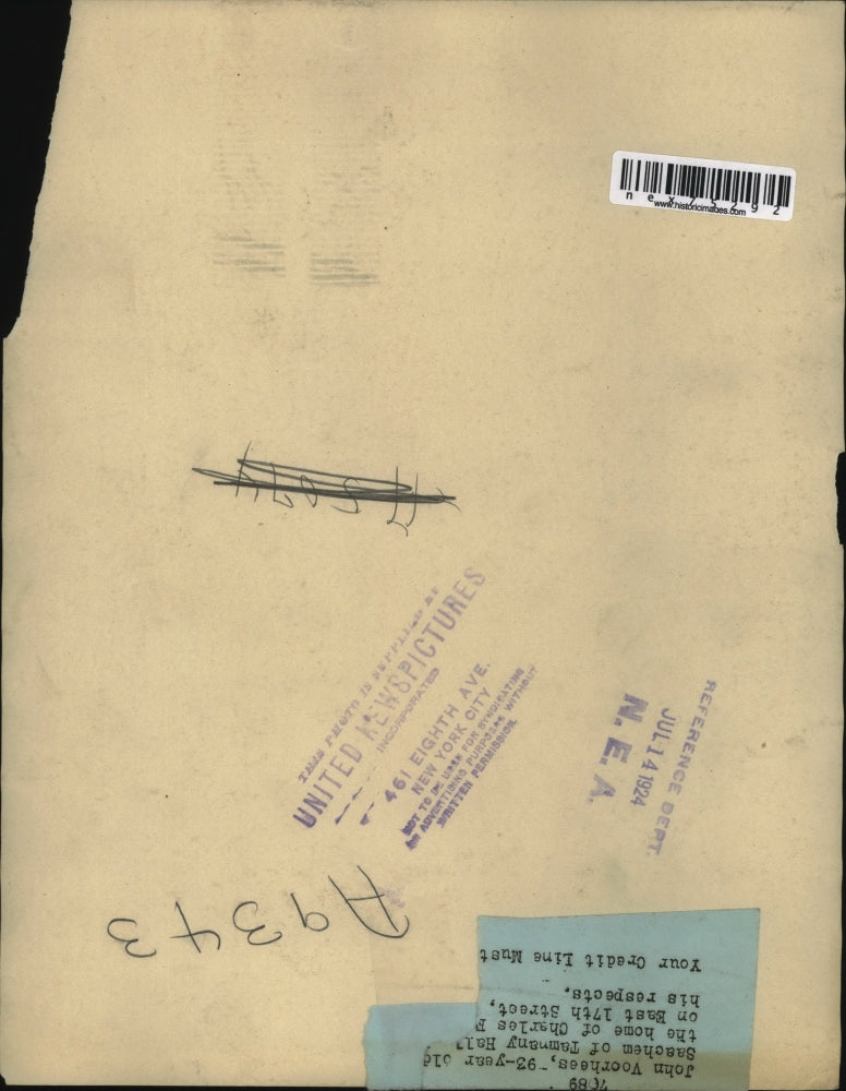 1924 Press Photo John Voorhis Saachem of Tammany Hall in NYC