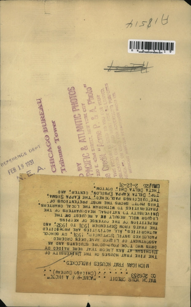 1931 Press Photo University of Michigan frat houses closed due to liquor possess