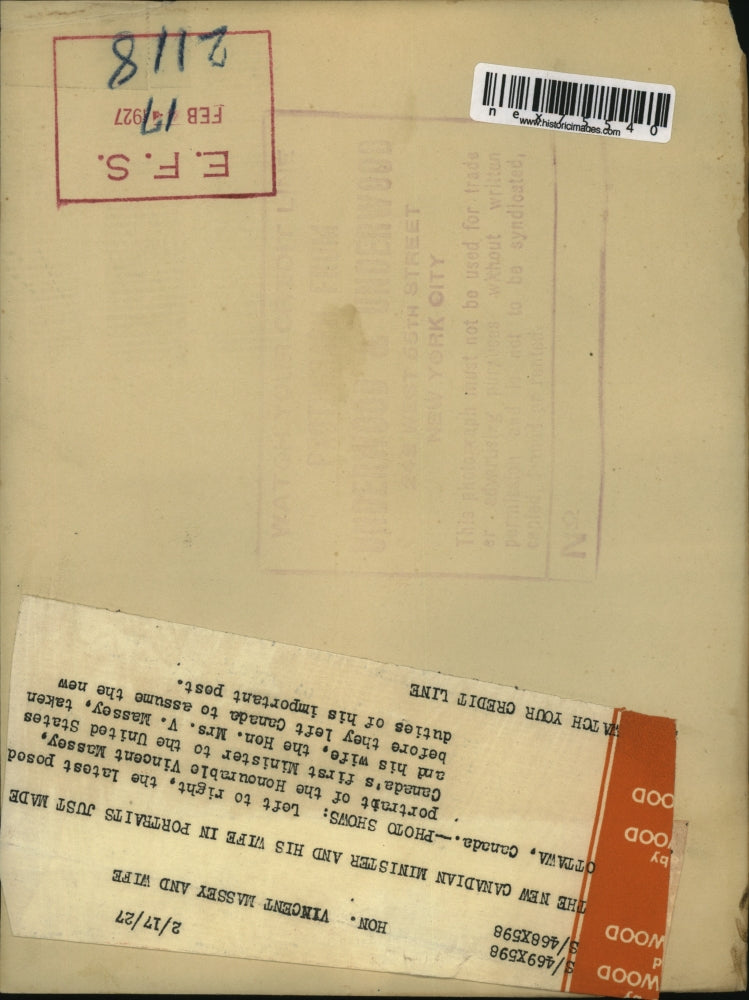 1927 Press Photo Canadian Minister Mrs Massey portrait - nex75540