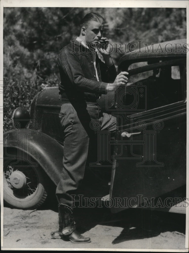 1933 Press Photo Elliott Roosevelt President's Son on Lake Tahoe Side of Nevada