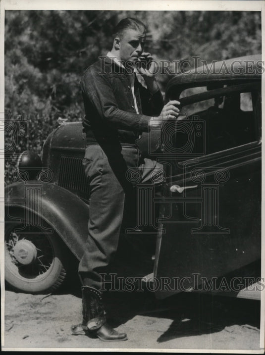 1933 Press Photo Elliott Roosevelt President's Son on Lake Tahoe Side of Nevada