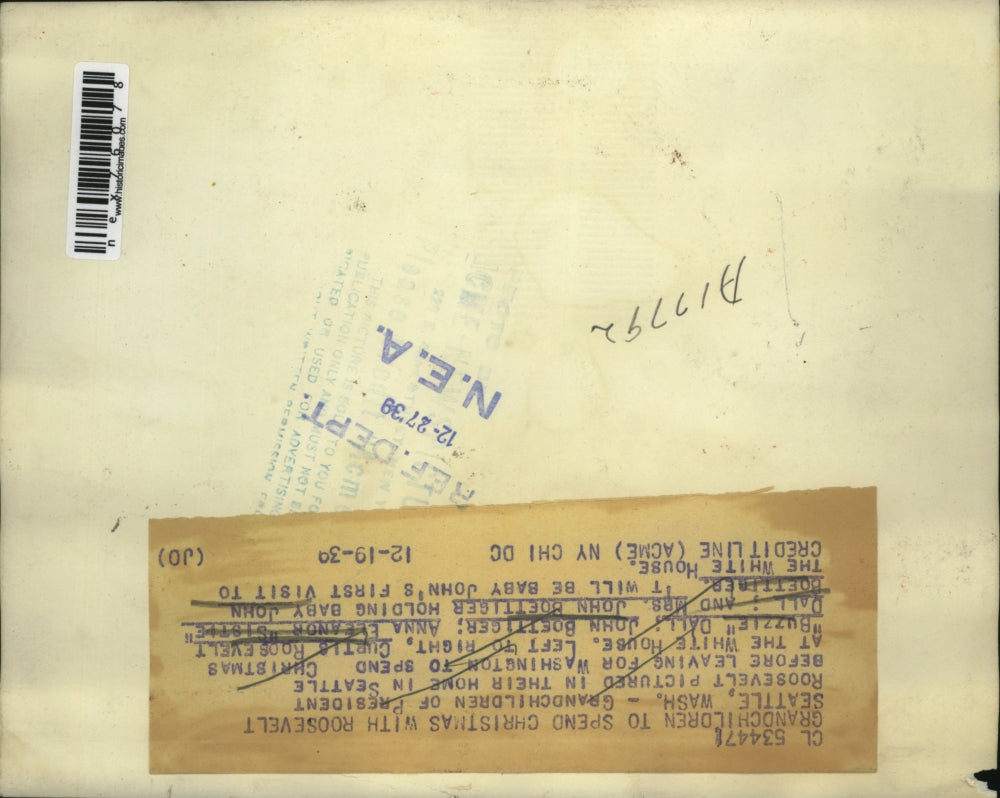 1939 Press Photo Seattle Wash Pres Roosevelt grandkids Curtis. Buzzie Dall, Anna