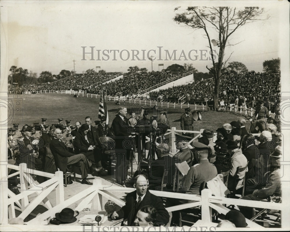 1931 Press Photo President Herbert Hoover at Podium During Speech