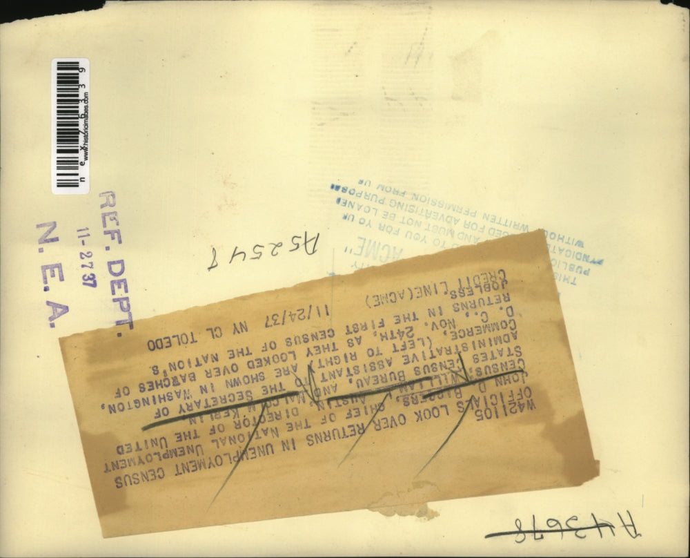 1937 Press Photo John D Biggers Natl Unemployment Census, Wm Austin