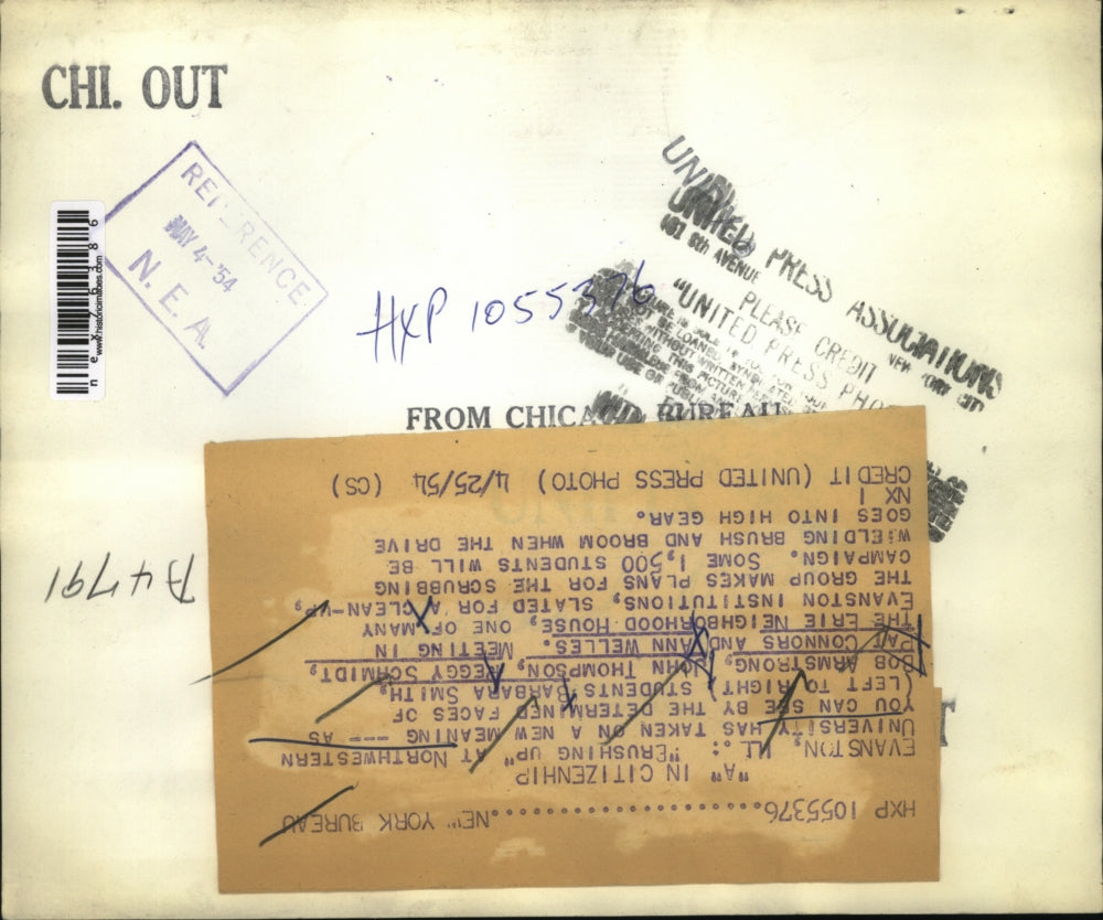 1954 Press Photo Evanston Ill NW Univ Barb Smith, Bob Armstrong,John Thompson