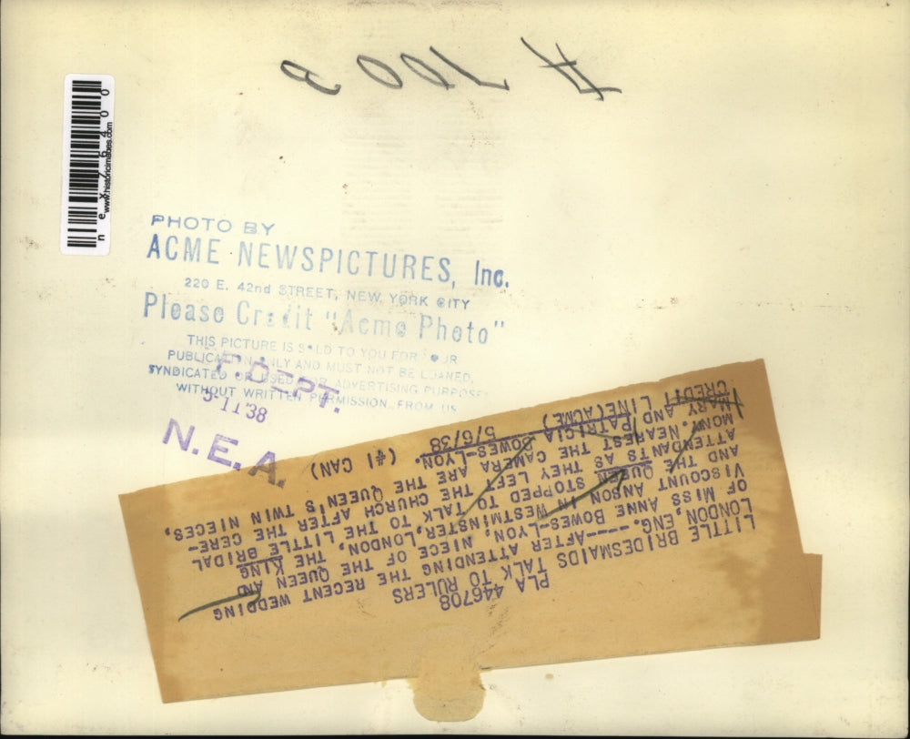 1938 Press Photo London King & Queen & nieces Mary & Patricia Bowes Lyon