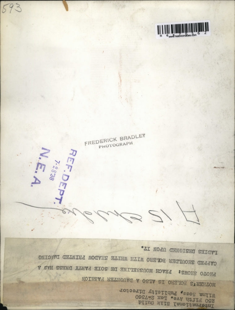 1938 Press Photo Peach Mousseline De Soie Party Dress for Girls