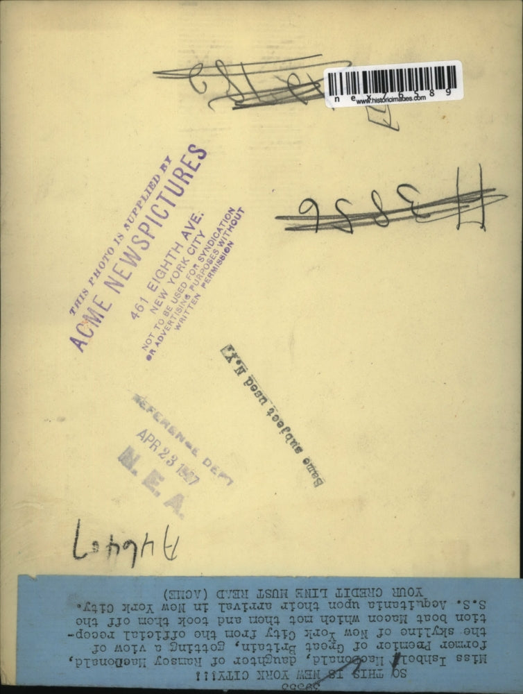 1927 Press Photo Ishbel MacDonald Daughter of British Premier Arrives New York