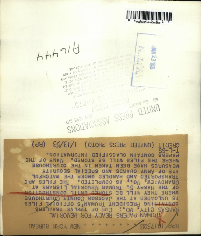 1953 Press Photo Kansas City Mo Jackson Co courthouse & Truman files