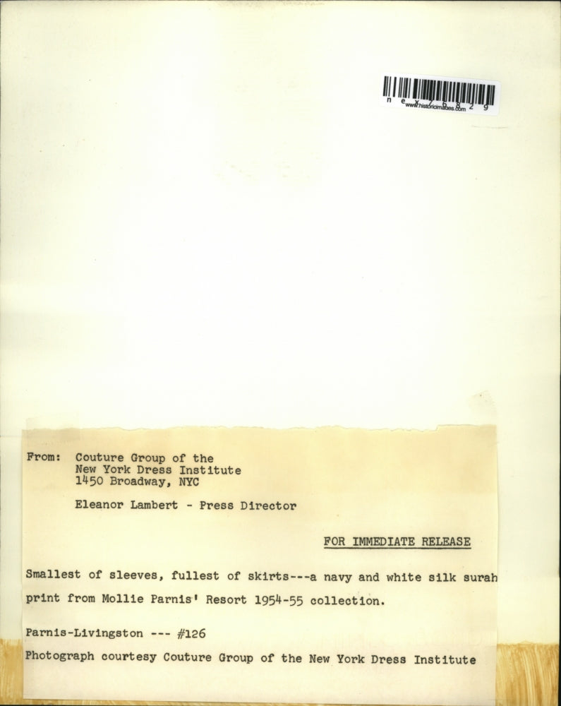 1955 Press Photo Millie Parnis' Resort Collection Small Sleeves, Full Skirts