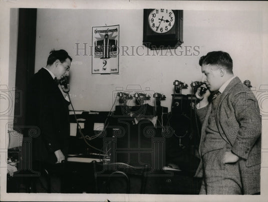 1923 Press Photo Telephone room at Barclay's bank in Cologne