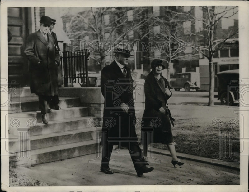 Load image into Gallery viewer, 1929 Press Photo President elect Herbert Hoover leaves Friends Church
