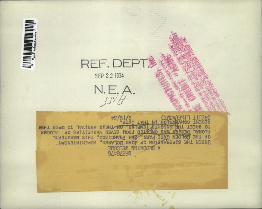 1934 Press Photo Golden Gate Park Knights Templar display in SF, Calif