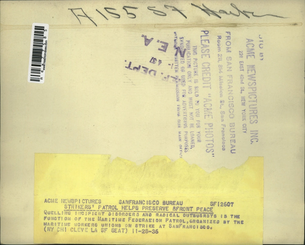 1936 Press Photo Maritime federation stike at San Francisco - nex77585