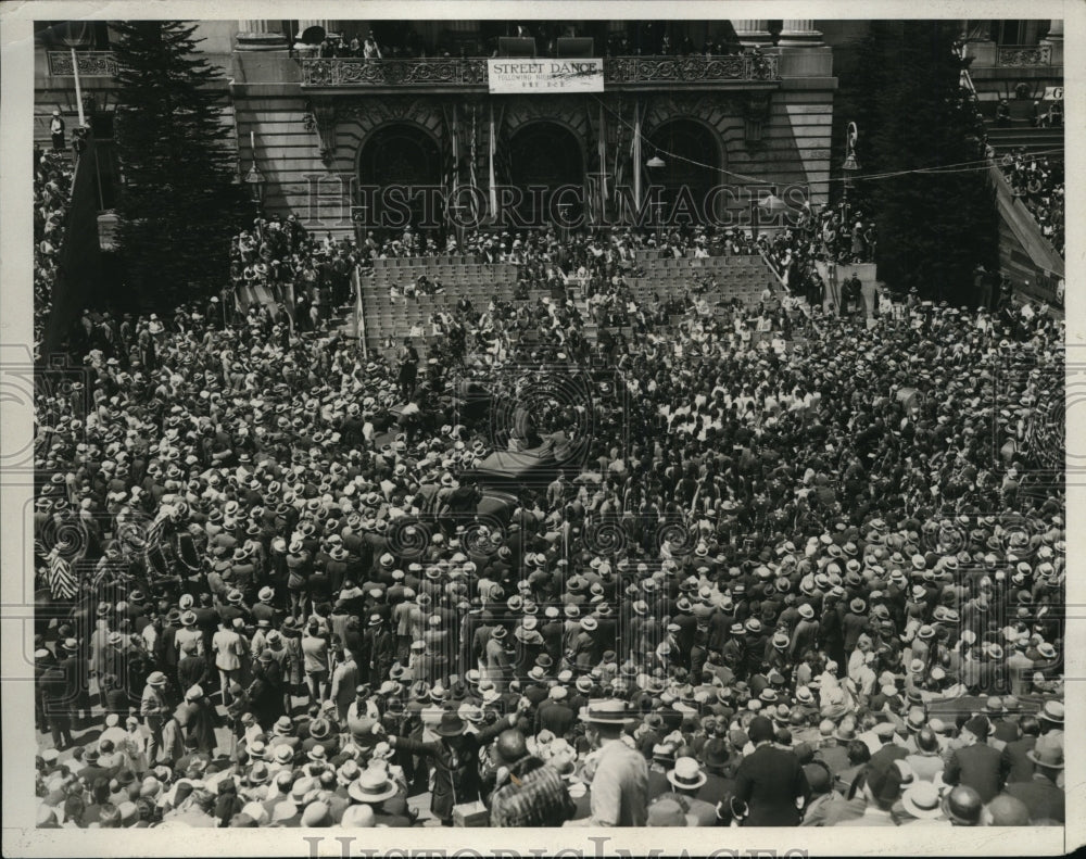 1932 Press Photo City Hall in San Francisco crowd of Shriners convention