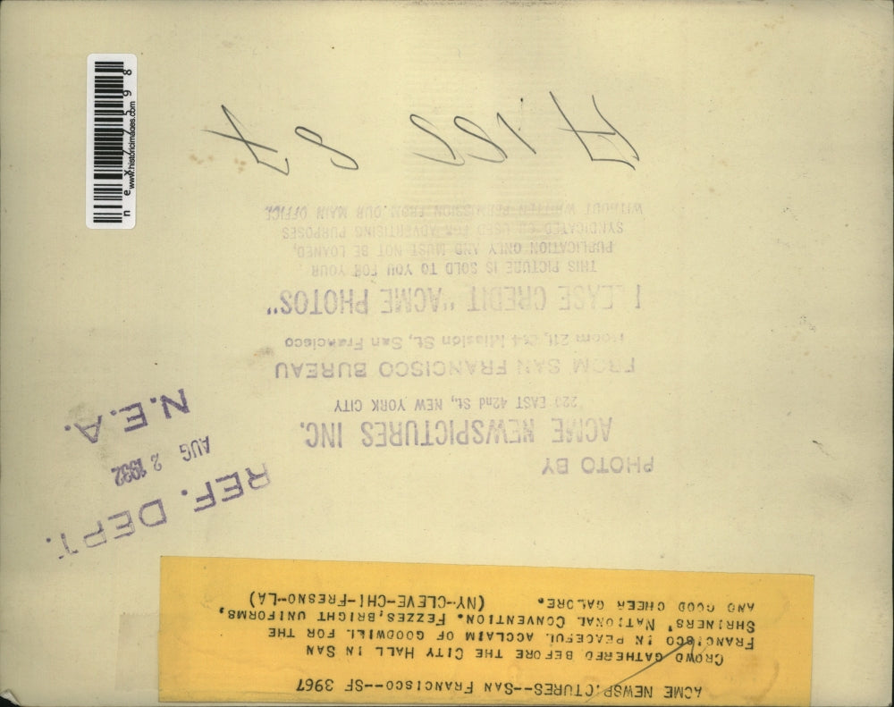 1932 Press Photo City Hall in San Francisco crowd of Shriners convention