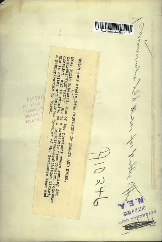 1922 Press Photo Julia Hazard running for Deleware congressional seat