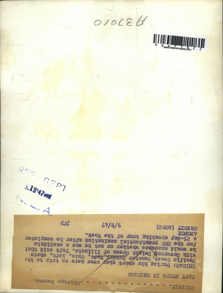 1947 Press Photo Senator Robert Taft of Ohio & Governor Dwight Green of Illinois