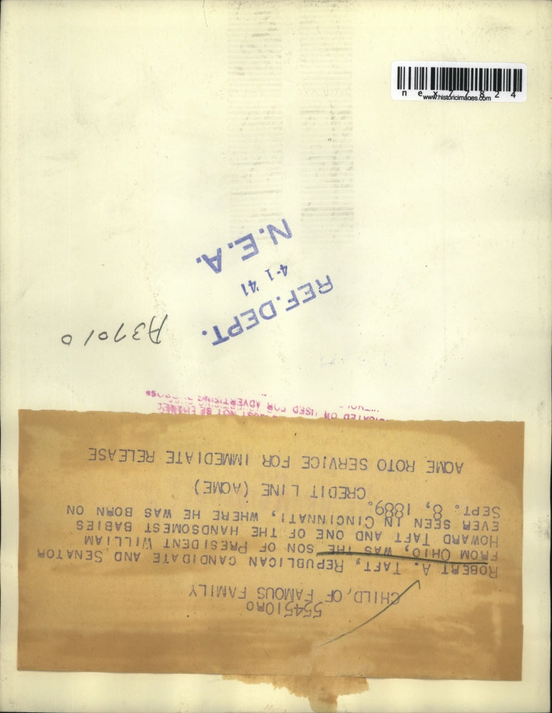 1941 Press Photo Robert Taft Born 1889 Now Senator Son of President William Taft