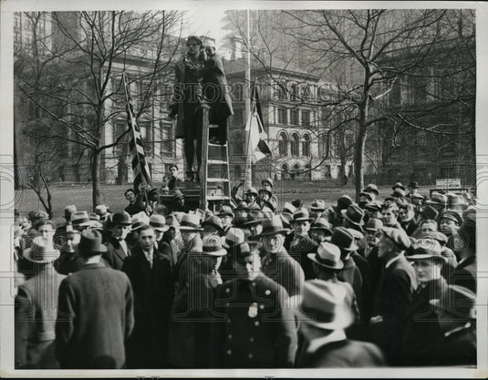 1934 Press Photo Ceremony Marking India's Declaration of Independence at Statue- Historic Images