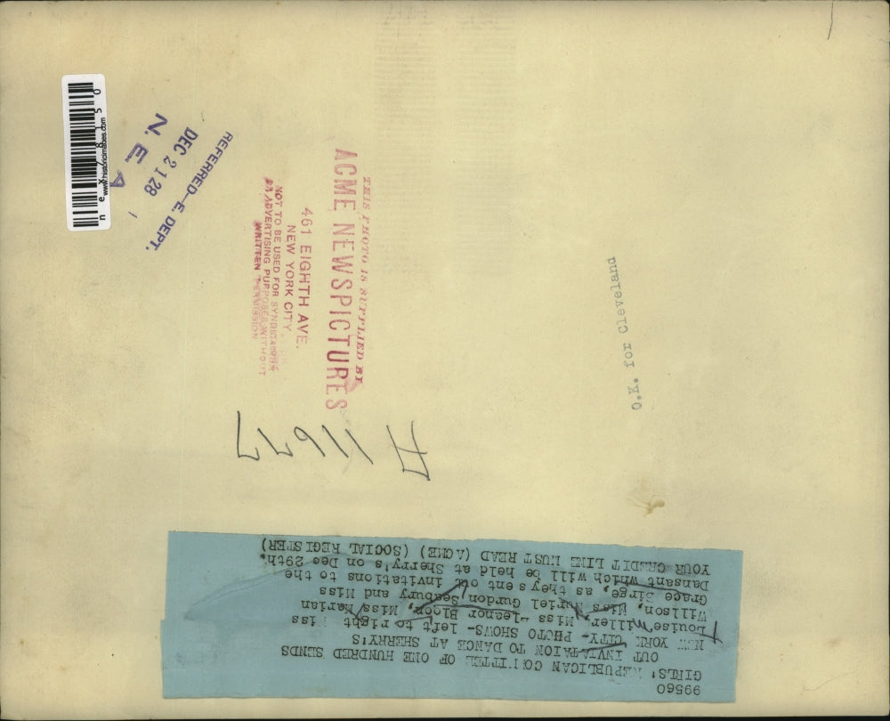 1928 Press Photo NYC L Miller, E Block, M Willson, M Gurdon Seabury, G Birge