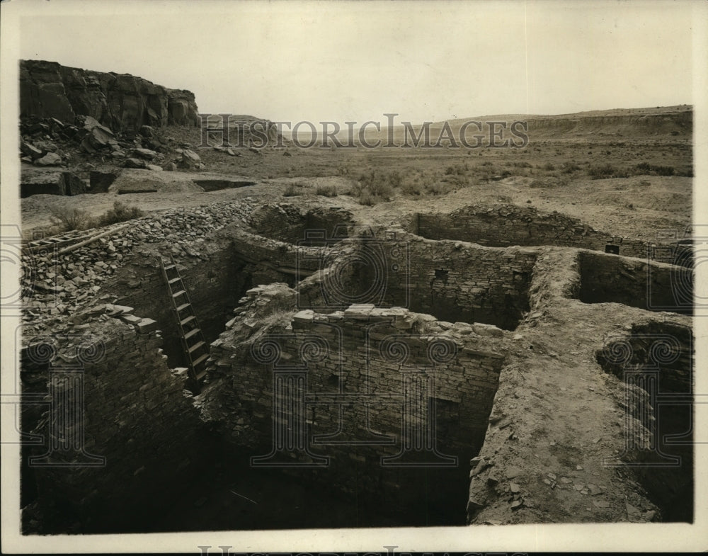 1924 Press Photo Excavated Rooms in Chettro Kettle on Second Story