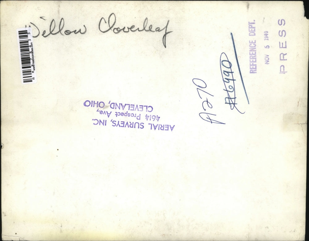 1940 Press Photo Aerial View of Willow Cloverleaf Highway