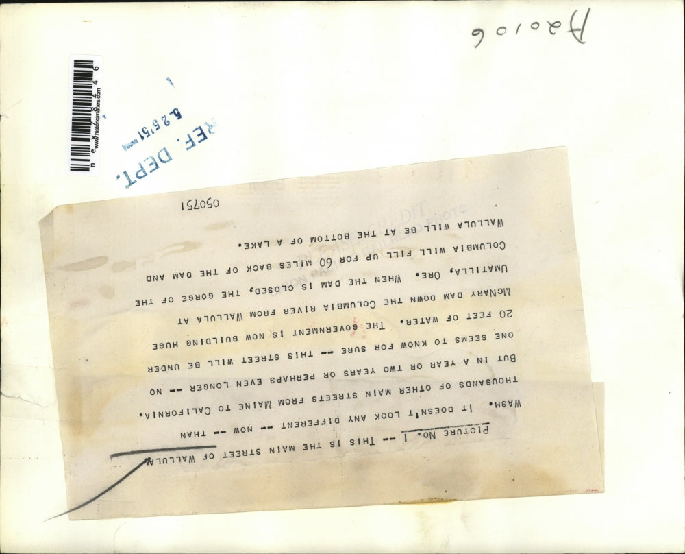 1951 Press Photo Main Street of Wallula WA