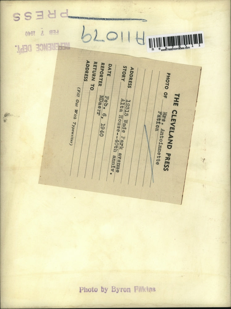 1940 Press Photo Mrs Antoinette Fatica of Clevelaand Ohio Alta house