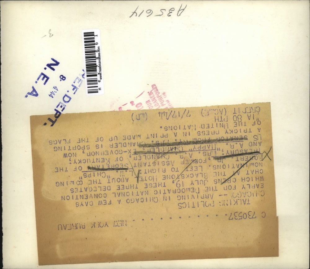 1944 Press Photo Chicago LW Chips Robert Jr, Mr & Mrs AB Chandler,