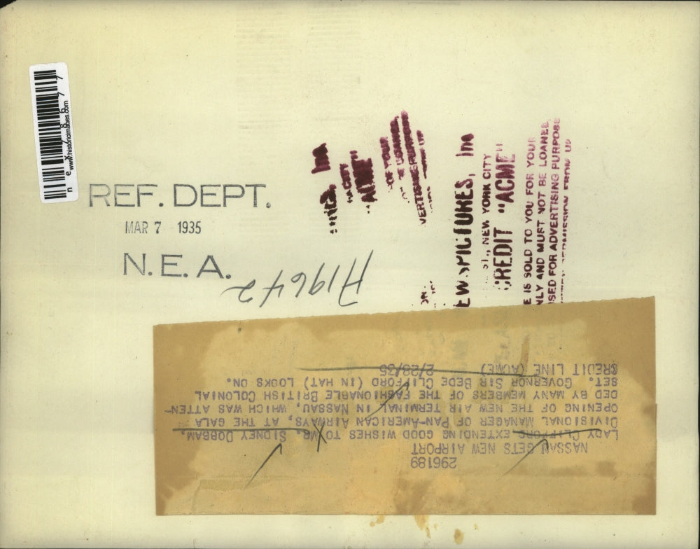 1935 Press Photo Lady Clifford, Sidney Dobbam Pan Am Airways, Gov Clifford