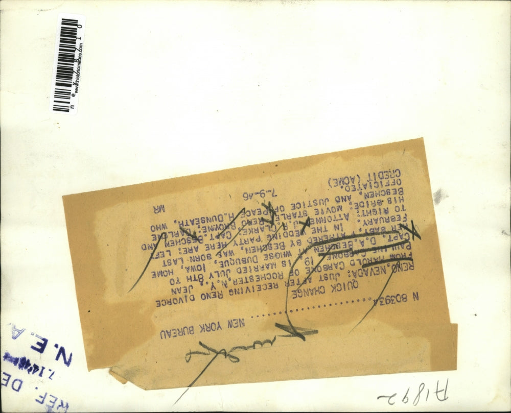 1946 Press Photo Jean Pauline Carbone marries Capt DA Bebghen in Reno NV