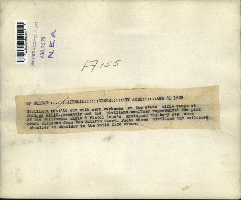 1929 Press Photo Civilians shoot it out with Navy marksmen on state rifle range