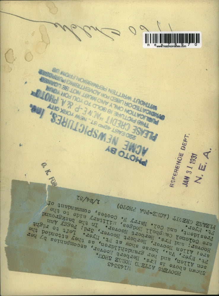 1931 Press Photo Mrs Herbert Hoover & Son Allen with Grandchildren Horse Show