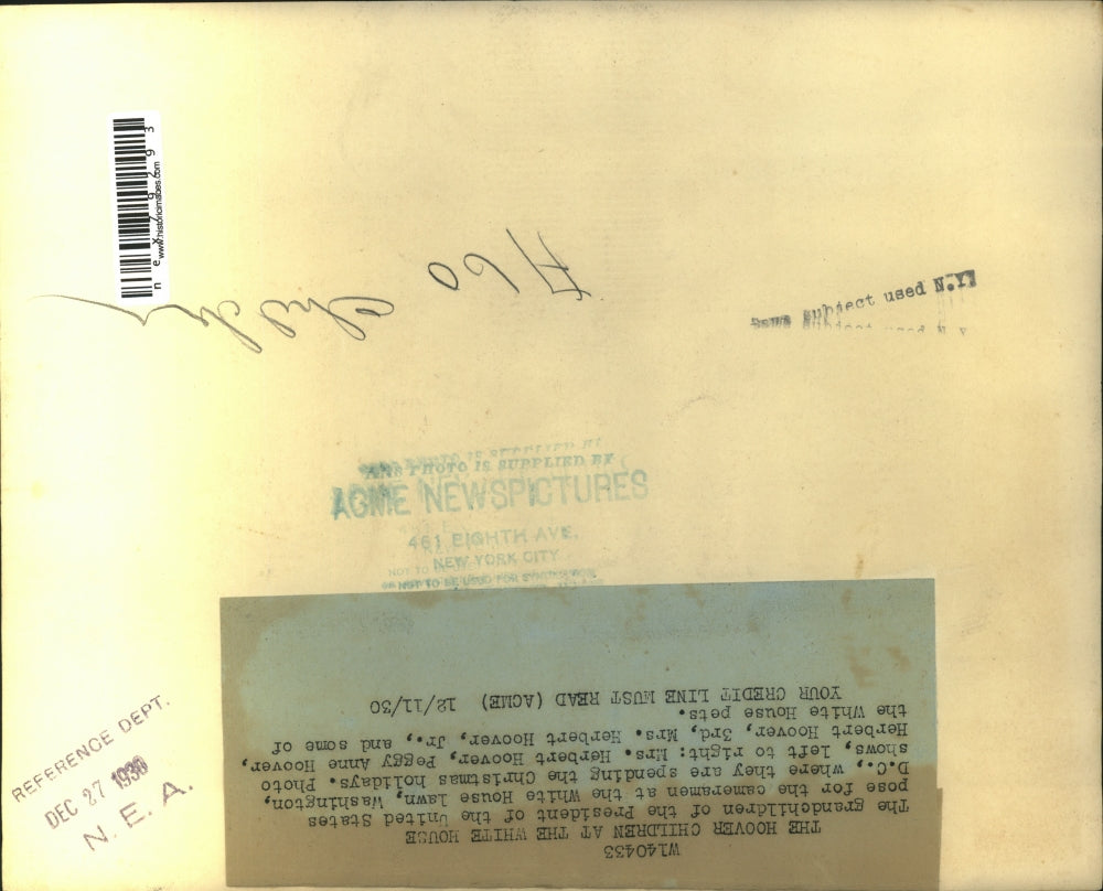 1930 Press Photo President Herbert Hoover's Grandchildren Visiting The White Hou