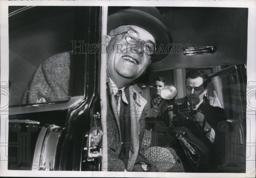 1956 Press Photo Secretary of State John Foster Dulles Returns from Bahamas