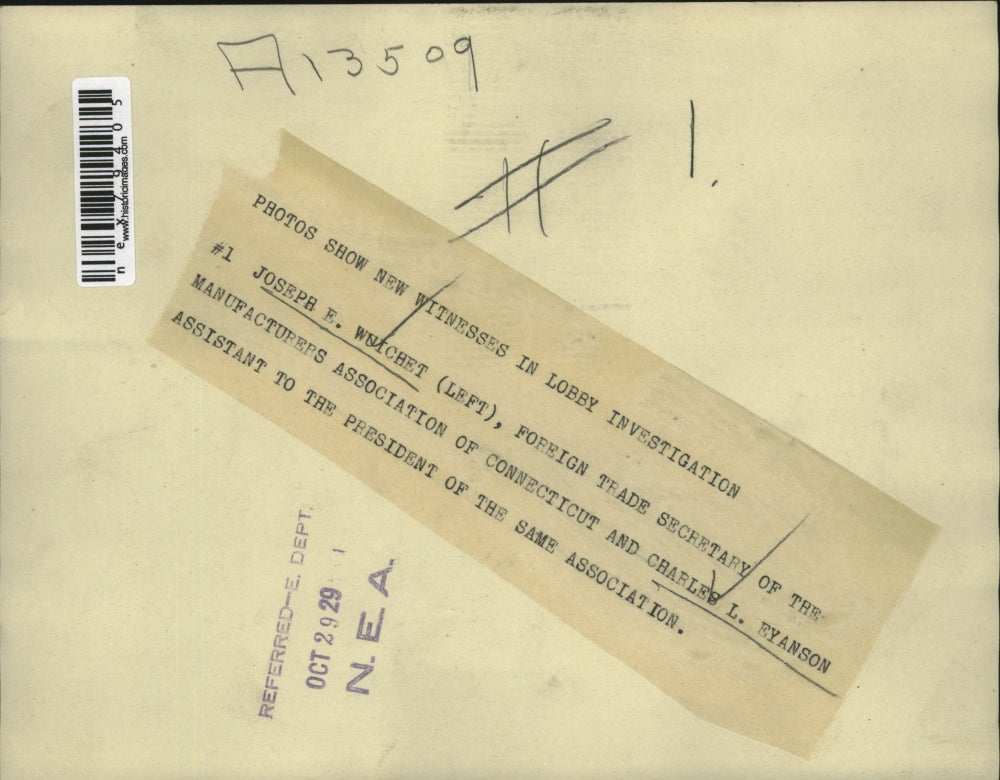 1929 Press Photo Joseph Wuichet foreign trade secretary & Charles Eyanson