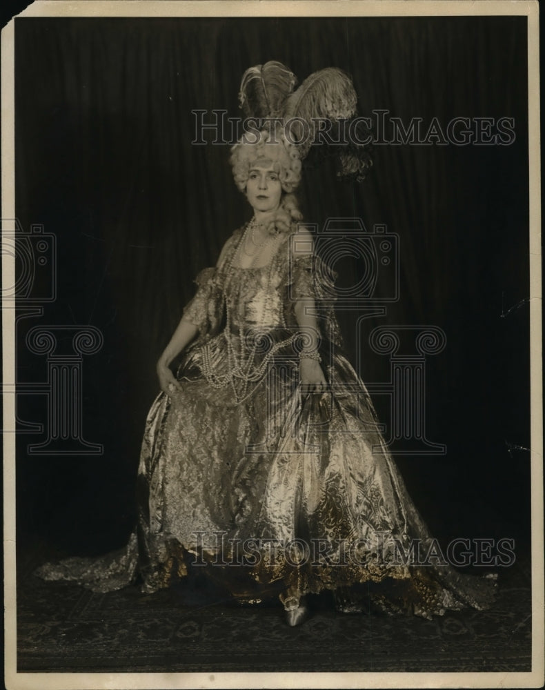1926 Press Photo Mrs William A Wright in Formal Costume Feather Headdress