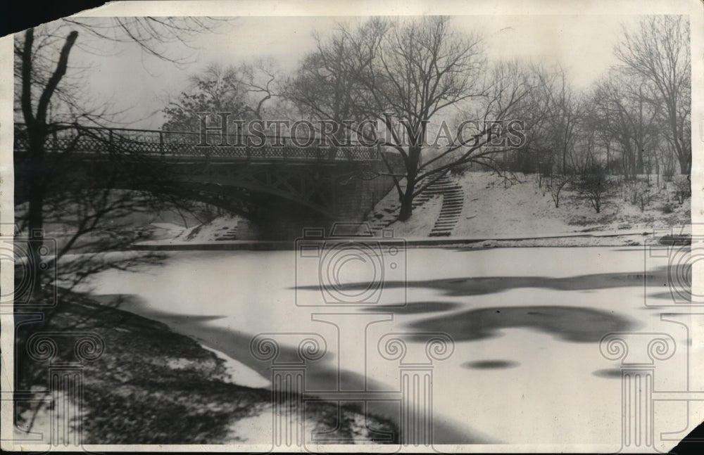 1930 Press Photo Snow Scene in Lincoln Park Chicago