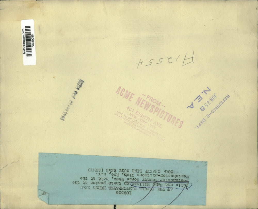 1929 Press Photo Julia and Mary Willest Westchester County Horse Show New York