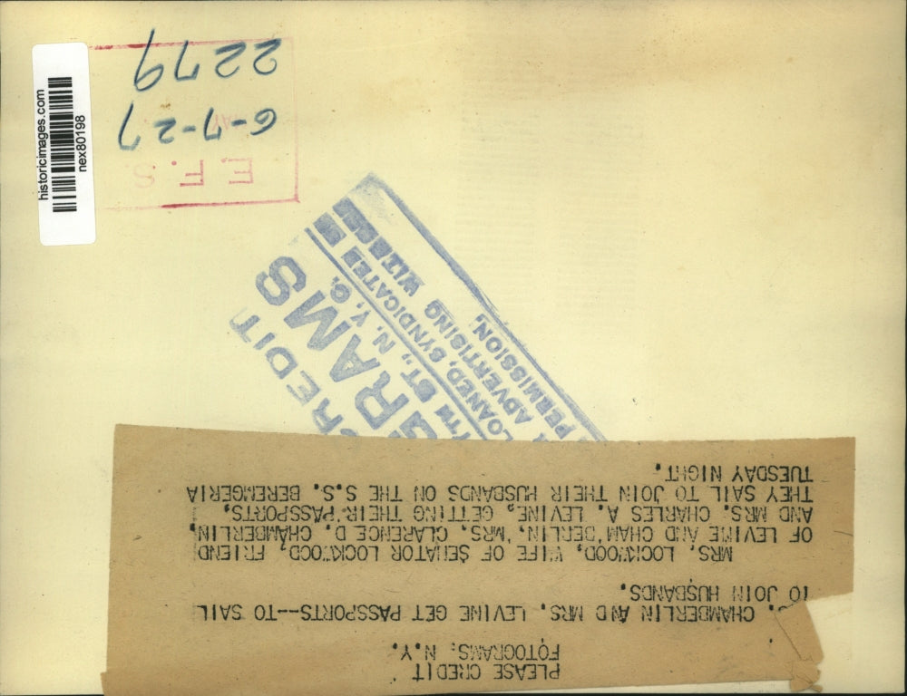 1927 Press Photo Mrs Lockwood wife of Senator & Mrs Clarence Chamberlin