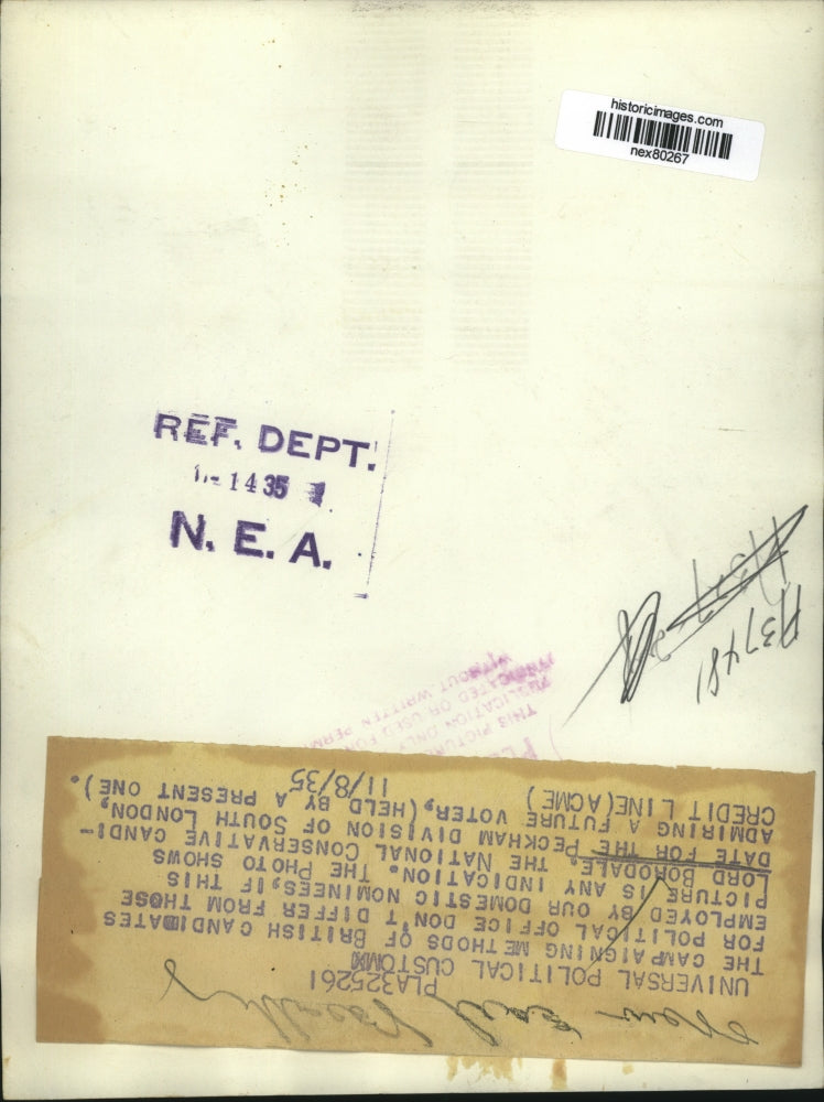 1935 Press Photo Lord Norodale Natl Conservative candidate in London