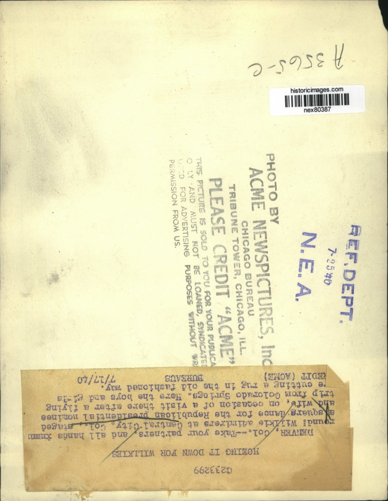 1940 Press Photo Wilkie Republican Presidential Candidate in Central City