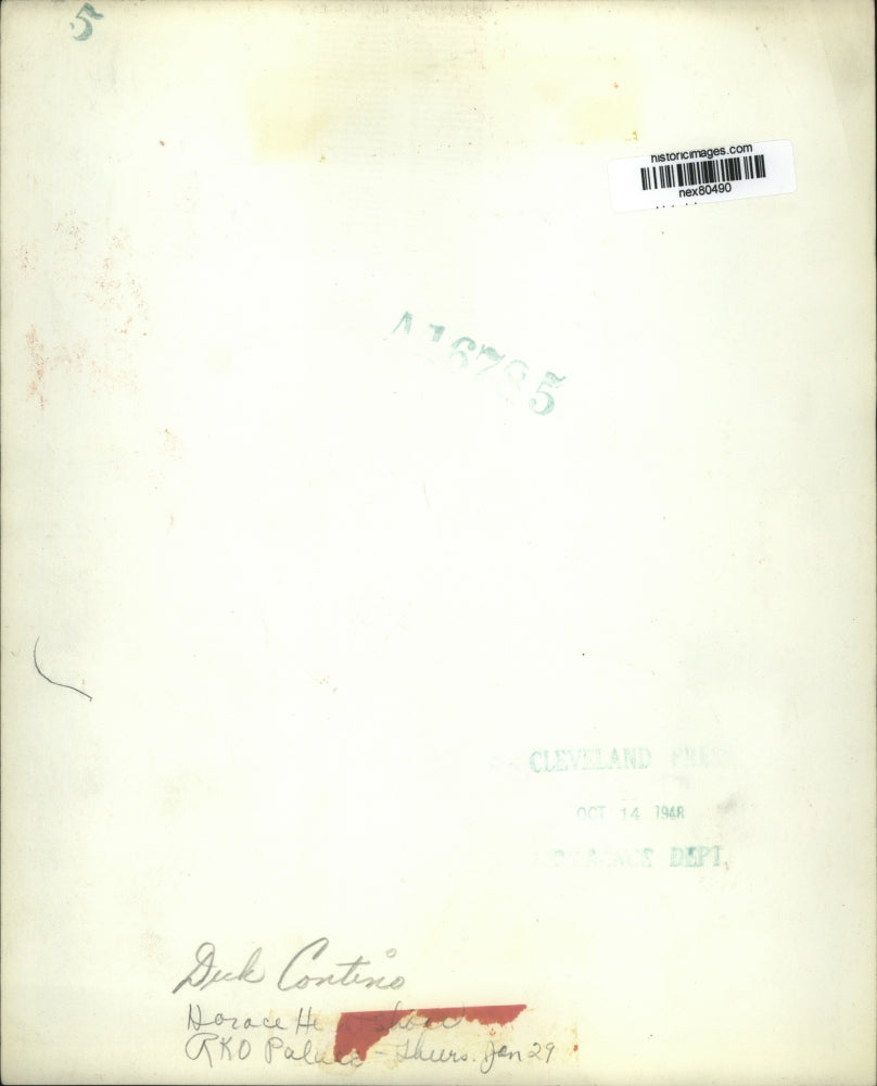 1948 Press Photo Dick Contino playing accordian for RKO