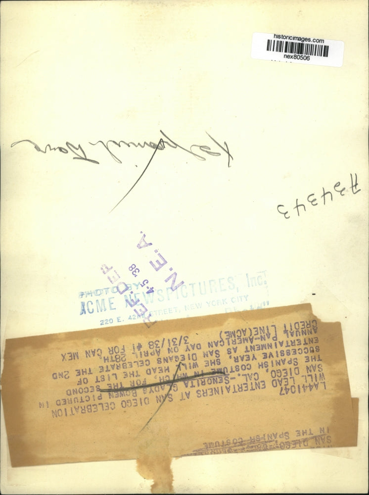 1938 Press Photo San Diego Calif Gladys Bowen at 2nd Pan American day